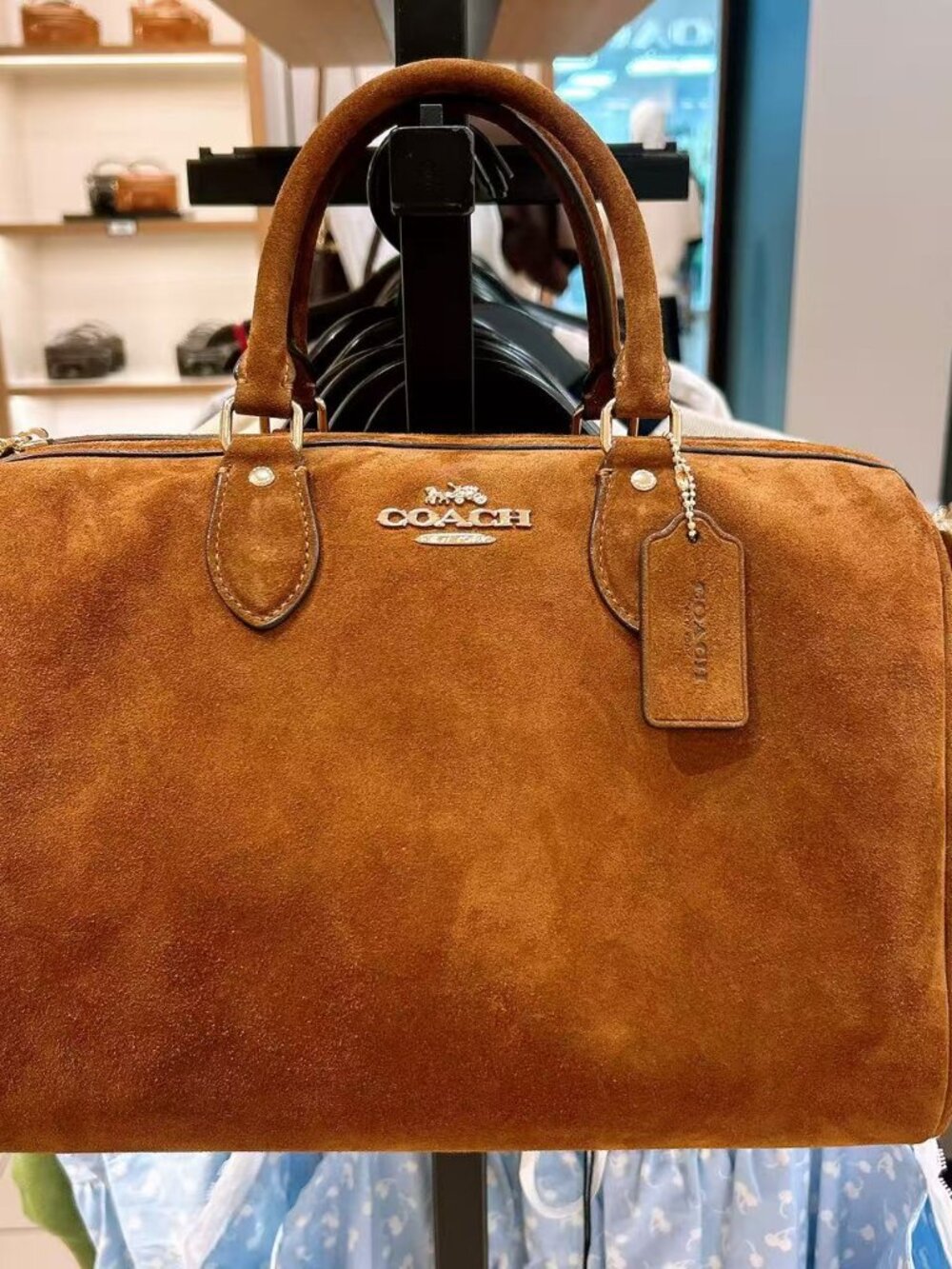 NWT Coach Rowan Large Satchel Bag CET42 suede - Picture 2 of 11